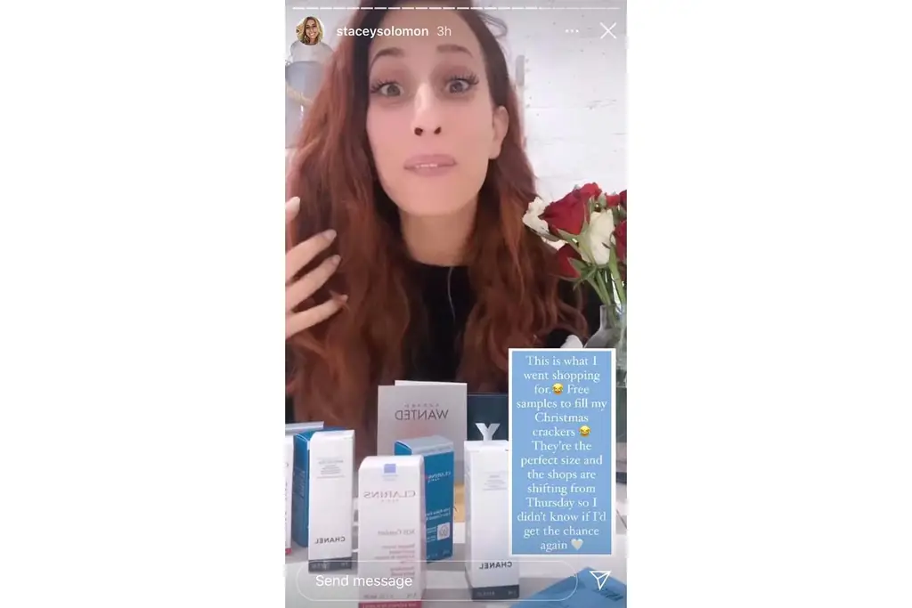 Кадр из инста-сторис Стейси Соломон, показывающий образцы красоты
