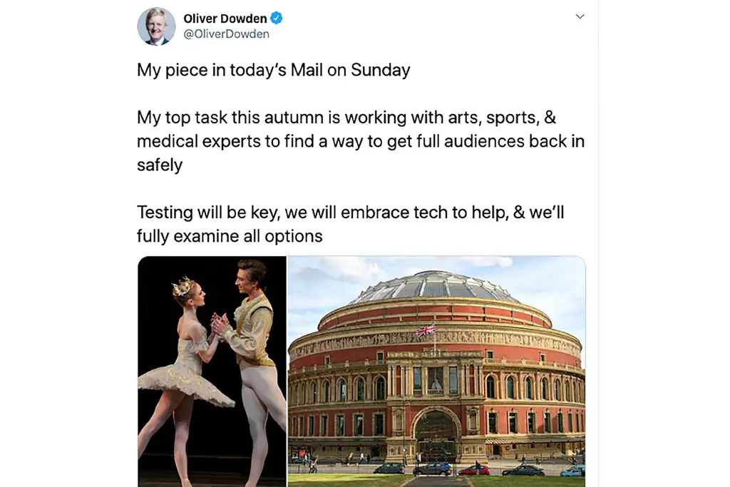 Оливер Дауден Твит о театрах