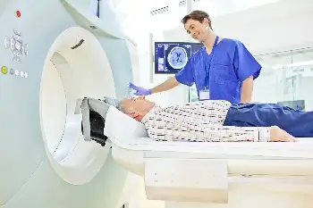 Photo of a man receiving a CT scan Photo of a man receiving a CT scan