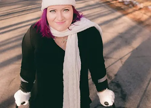 Randi with forearm crutches