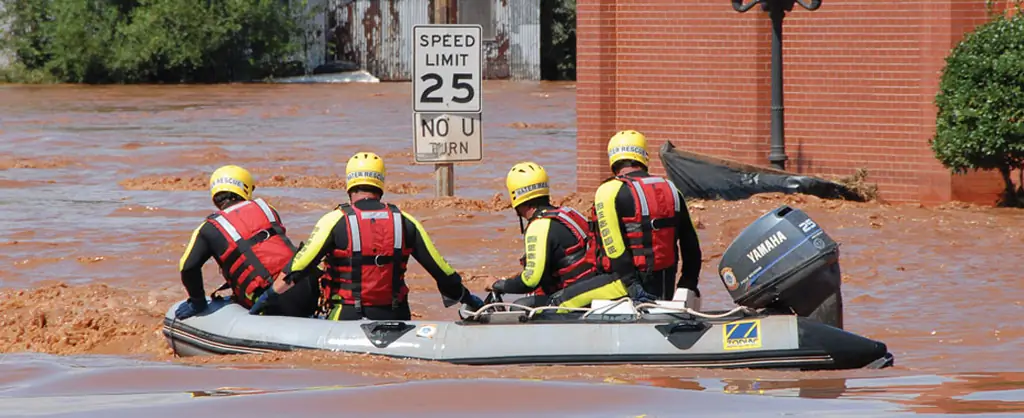 Rescue boat in flood Rescue boat in flood