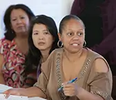 Three women in meeting
