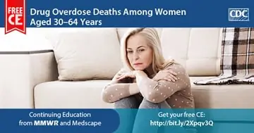 woman sitting and looking sad with the information about the MMWR and Medscape continuing education information woman sitting and looking sad with the information about the MMWR and Medscape continuing education information