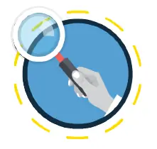 hand holding magnifying glass