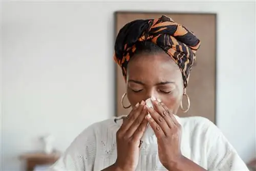 человек сморкается