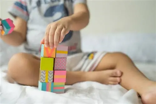 Ребенок играет с кубиками