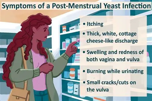 Симптомы постменструальной дрожжевой инфекции: женщина покупает лекарства в магазине