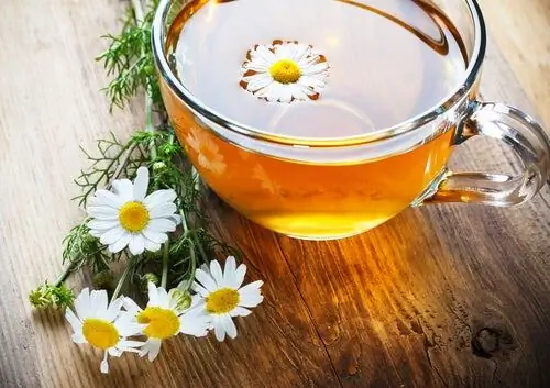 Ромашковый чай с цветками ромашки Ромашковый чай с цветками ромашки