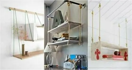 Пара подвесных веревочных полок