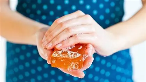 женщина моет руки, чтобы не заболеть ангиной